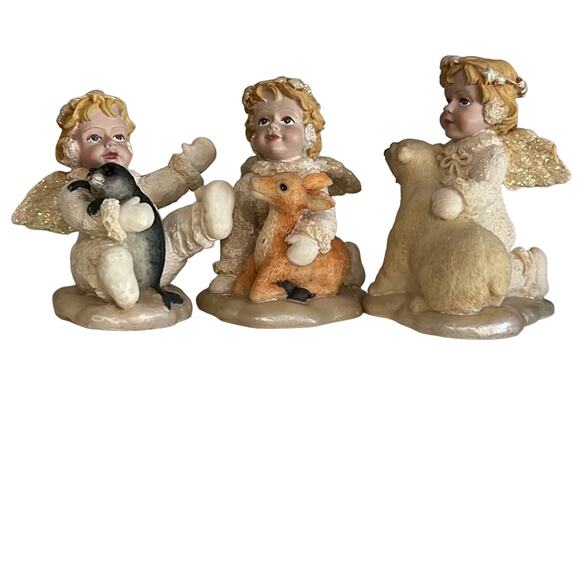 Vintage Snow Angel Cherub Figurines (3) - Picture 1 of 6